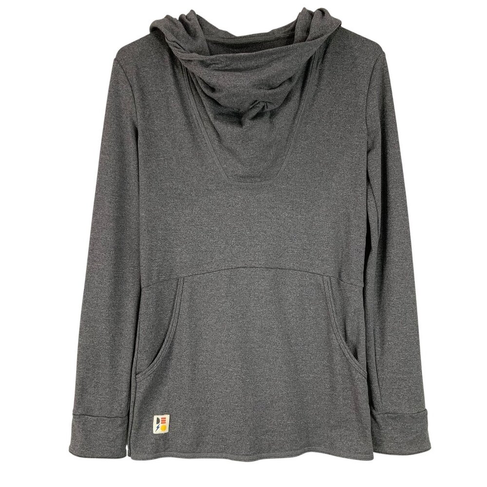 Deso Gray Long Sleeve Cowl Neck Pullover Hoodie Sweater Size XS Kangaroo Pocket